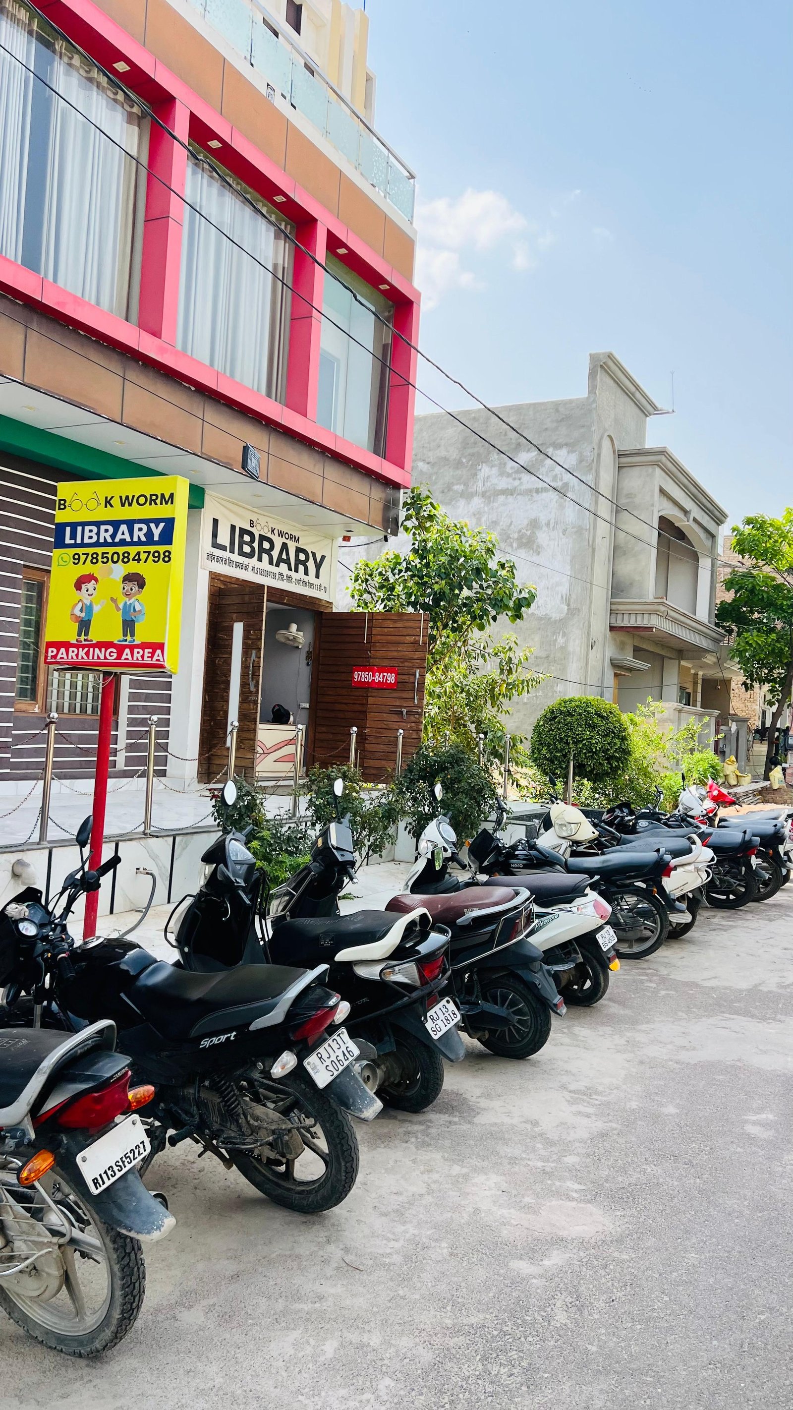 Bike Parking Area at The Book Worm Library Sri Ganganagar